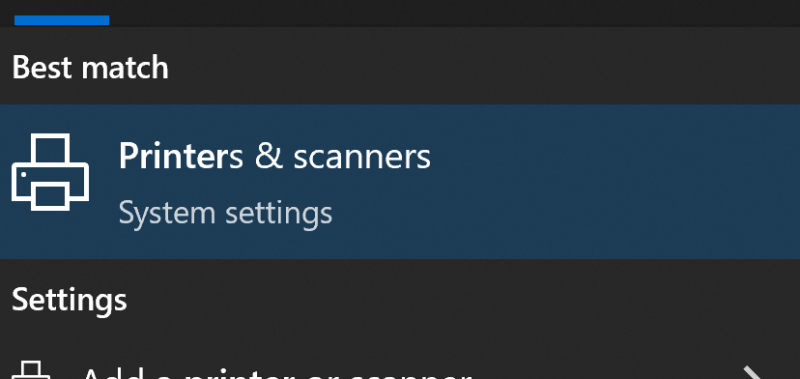 Start Menu - Printers & Scanners