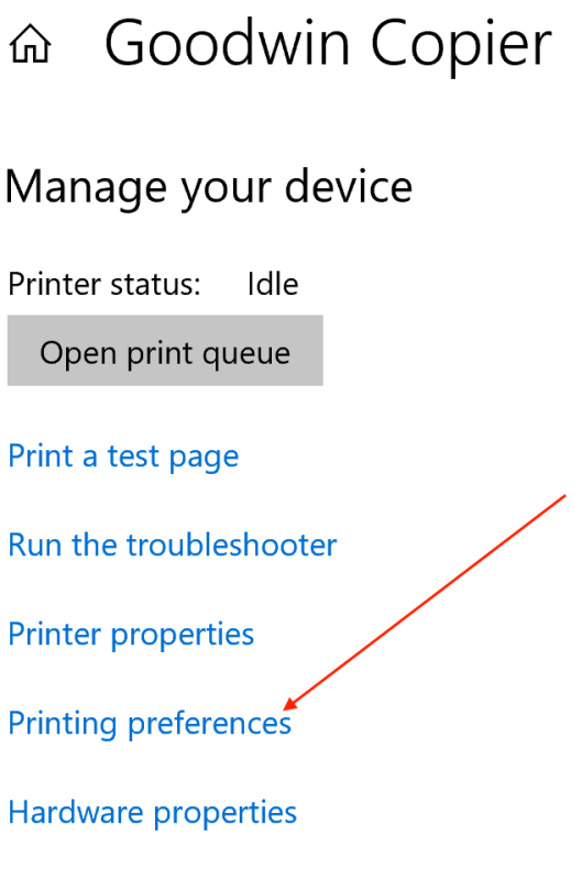Printing preferences